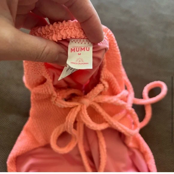 Positano One Piece in Neon melon scrunch - Picture 6 of 7